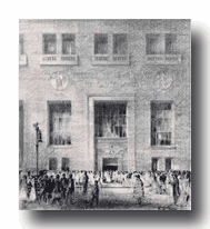 Hugh Ferris' charcoal drawing of the entrance to the Federal Reserve Bank of St. Louis | St. Louis Fed