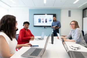 Employees in an office setting.