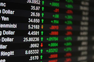 Money or currency exchange rate on board, display or monitor