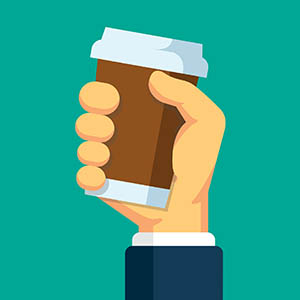 Hand holding coffee successfull