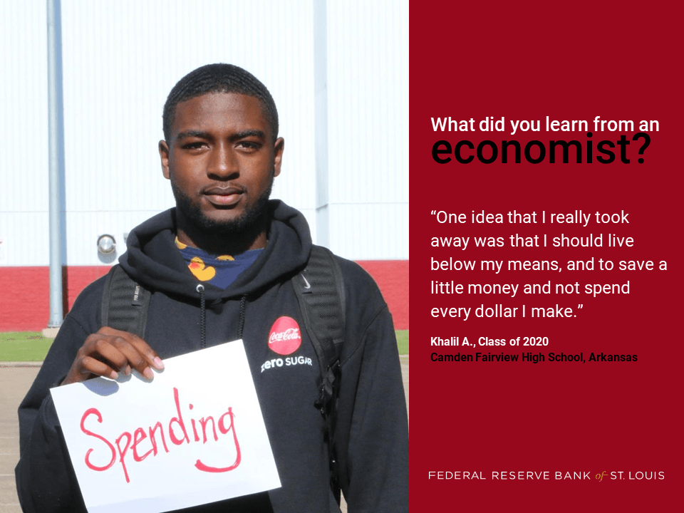 Student Khalil said his takeaway was to save and not spend every dollar
