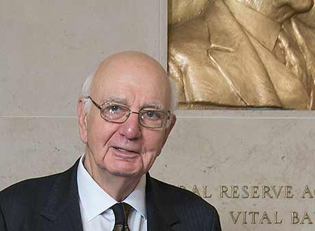 Headshot of former Federal Reserve Chairman Paul A. Volcker in 2014