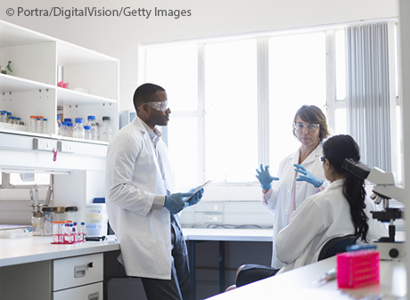 Scientists meeting in a laboratory 