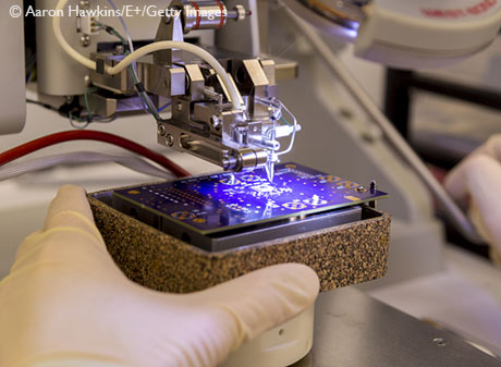 Photo of Wire Bonder Used for Attaching Silicon Chips and Electronic Devices to a PCB Printed Circuit Board