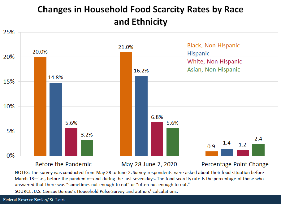 Bar chart showing changes in Household Food Scarcity Rates by Race and Ethnicity 
