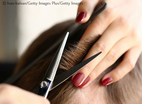 Stock Image female hand hold hair scissors hairdresser