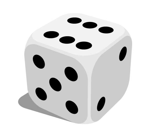 die with six dots on top