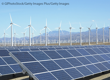 solar panels and wind turbines