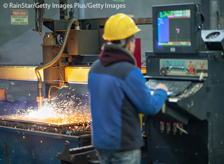an employee working on the production line