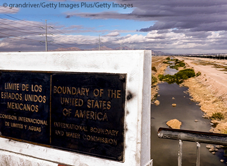 The International Border Crossing between Juarez, Mexico and El Paso, Texas, United States