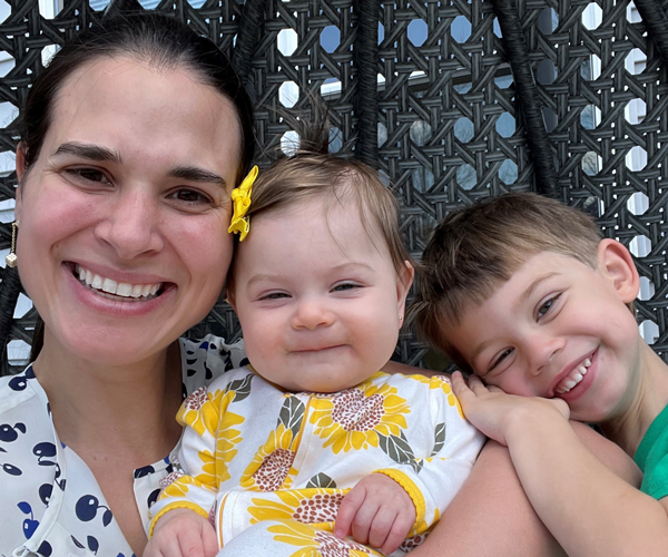 woman with baby girl and young boy