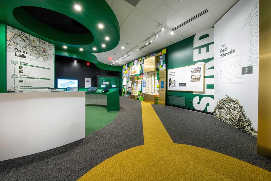 Green and gold exhibits beckon, including cash lab, Fed shreds and the art of cash.