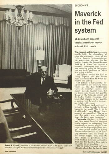 Photo of newspaper article about Darryl R. Francis | St. Louis Fed