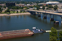 View of Arkansas River with barge