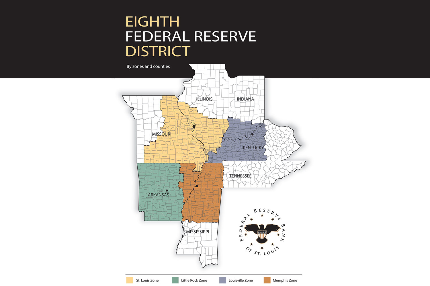 A map of the Eighth Federal Reserve District