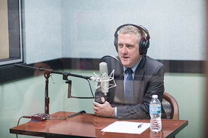 St. Louis Fed President James Bullard in a recording studio | St. Louis Fed