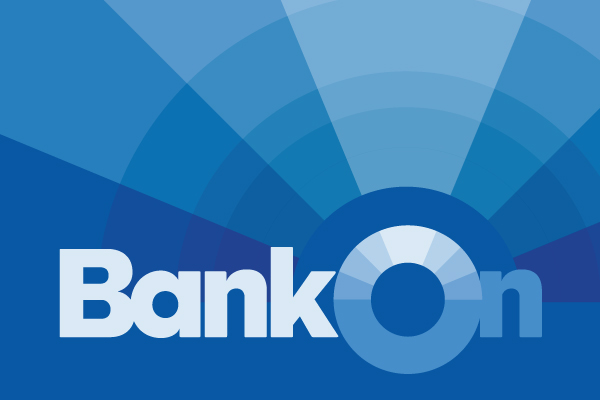 BankOn logo on blue background