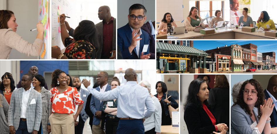 A collage featuring Community Development staff at various outreach events.