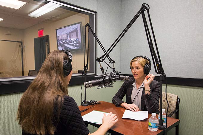 Ellen Zentner in studio at the St. Louis Fed.