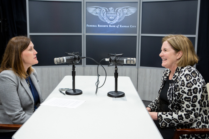 Esther George (right) with Jennifer Beatty (left) in the studio.