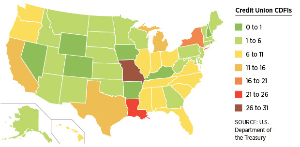 Credit Union CDFIs map