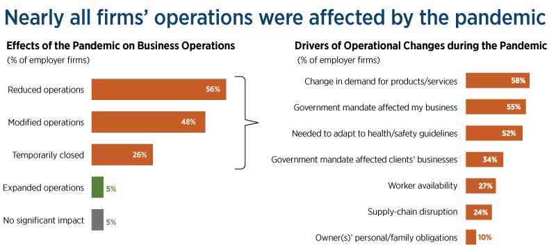 Nearly all firms’ operations were affected by the pandemic