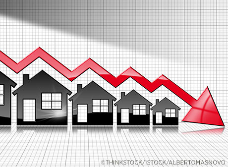 Row of Houses on Graph with Downward Arrow