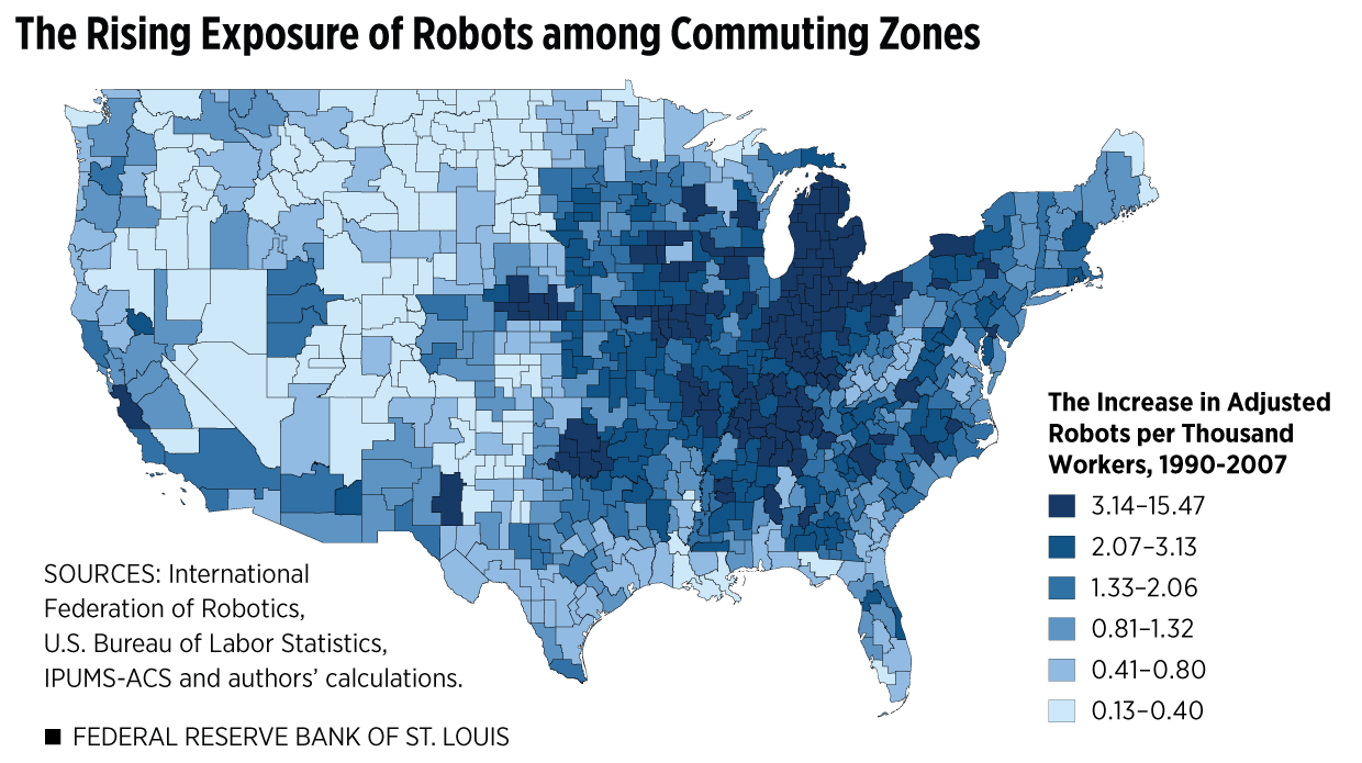 Robots among Commuting Zones