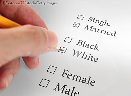Multiple choice form for marital status, race, gender