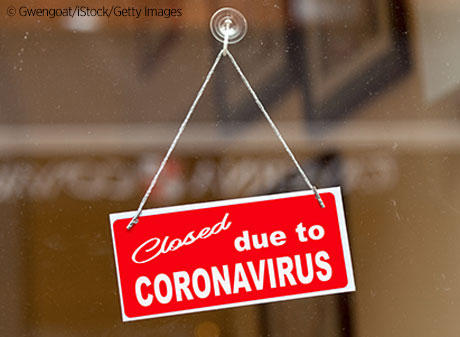 Sign on door closed because of coronavirus