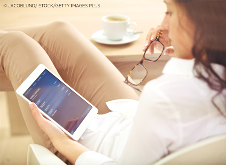 Lady viewing banking information online