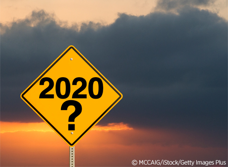 Yield sign says 2020? Storm in background
