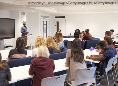 University students learning in classroom