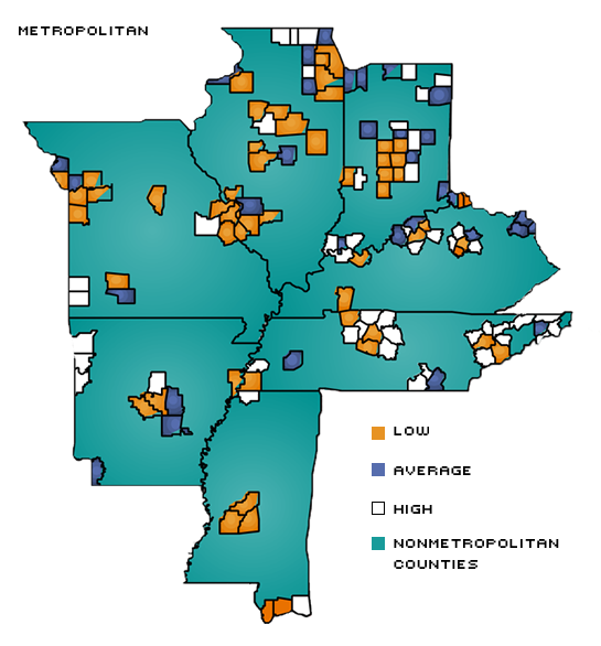 manufacturing employment share metro