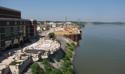 With $40 million in federal aid, the city put in a new retaining wall to halt erosion of downtown by the Ohio River.