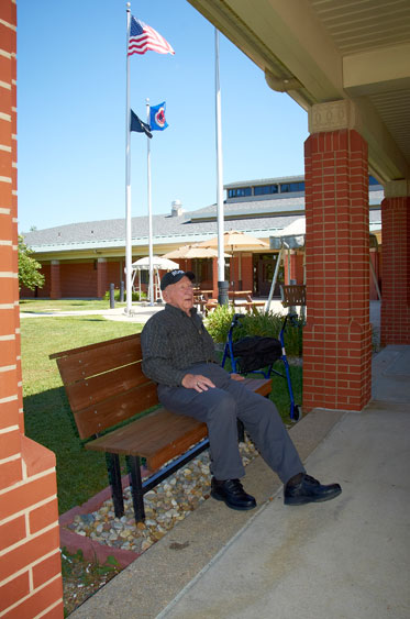 Buel F. Leuthen enjoys the fresh air at the Missouri Veterans Home.