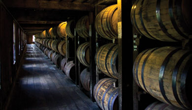 Bourbon ages for two to three years in oak barrels in one of Heaven Hill Distilleries’ 42 warehouses in Nelson County.