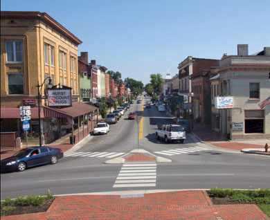 The view of downtown from the visitors center shows why Bardstown was named 