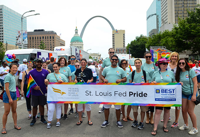In June, the St. Louis Fed’s Central Pride ERG marched for the first time in the annual St. Louis PrideFest Parade.