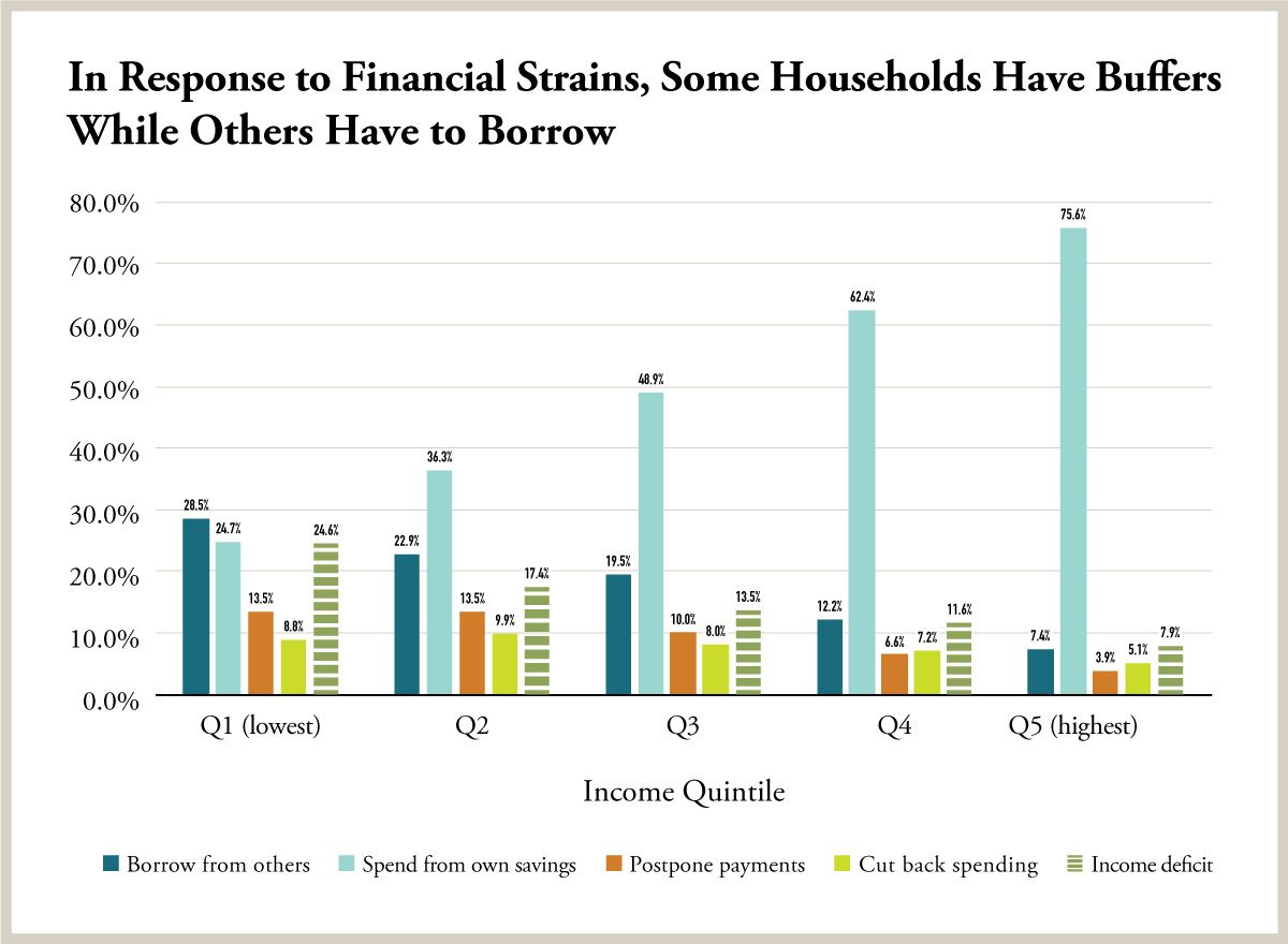 In Response to Financial Strains, Some Households Have Buffers While Others Have to Borrow