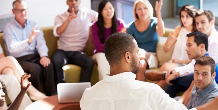 Several people in a meeting