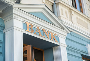 Bank sign on building