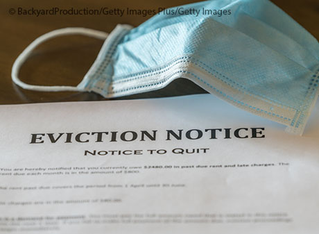 legal eviction notice and face mask
