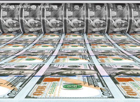 100 dollar bills being printed