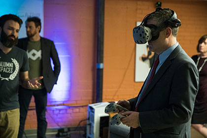 Man in VR headset.
