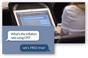 Student using FRED, Federal Reserve Economic Database