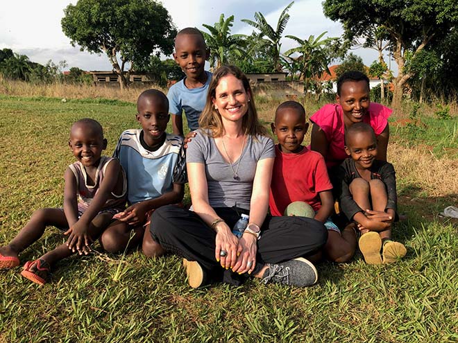 Restrepo-Echavarria and children served by Fields of Dreams Uganda