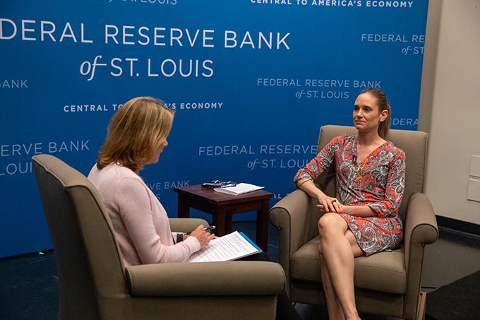 Economist Paulina Restrepo-Echavarria in studio with Kristie Engemann