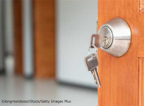 key in door lock door is open