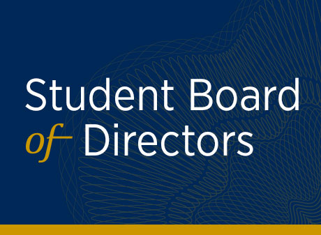 Blue and gold Student Board of Directors logo